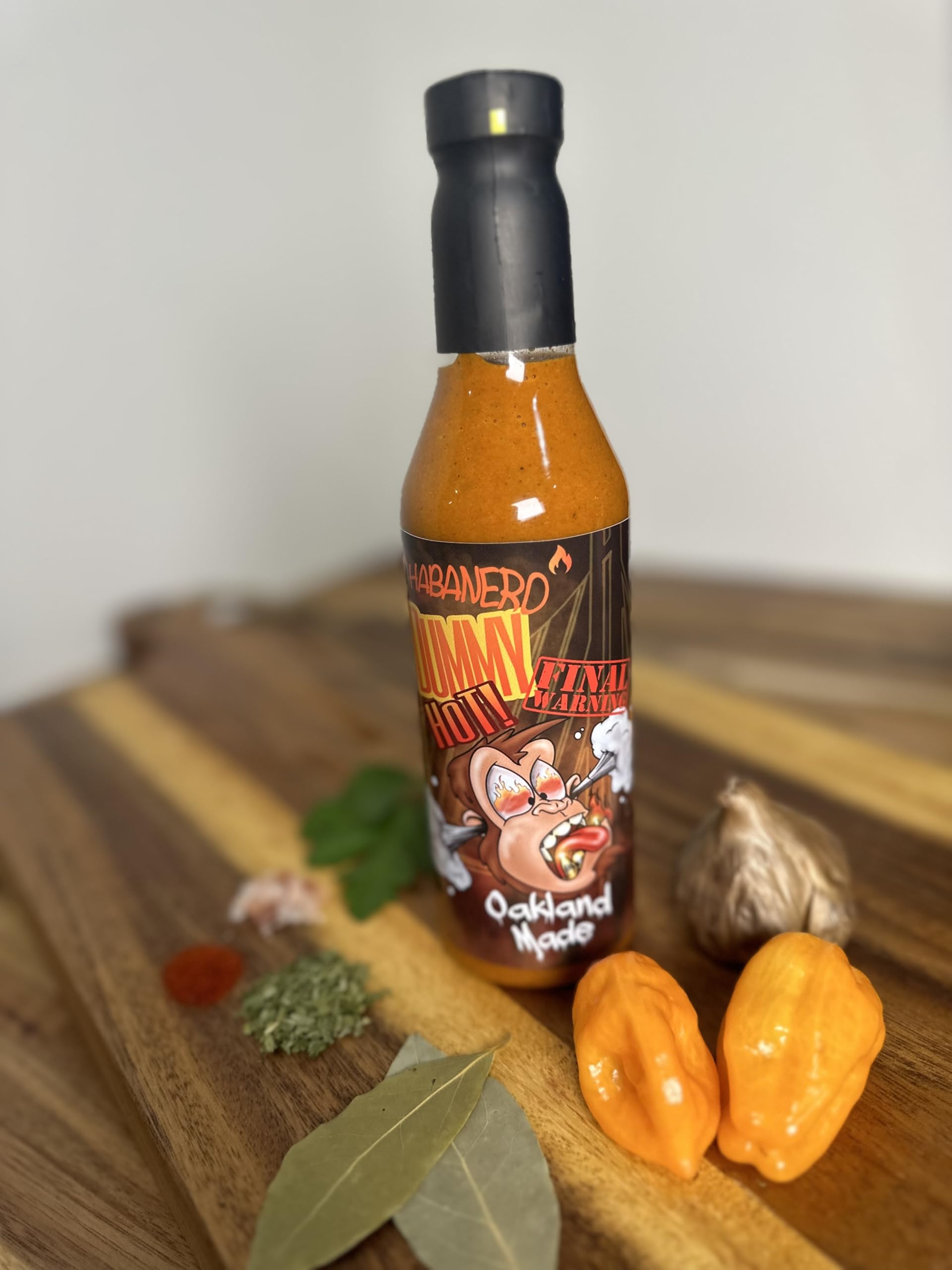 Dummy hot, spicy habanero hot sauce - vegan, perfect for tacos, wings and much more!