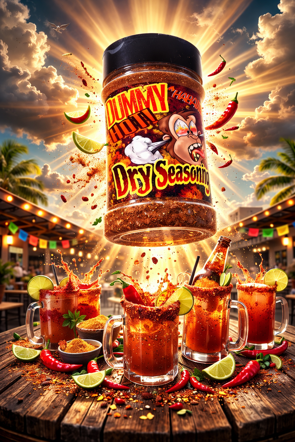 Dummy Hot Habanero Dry Seasoning, Spicy Seasoning Blend for Meats and Fruit 5oz