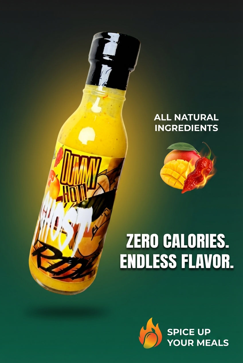 Dummy Hot Ghost Pepper Mango twist! Our New And fan favorite, rich in flavor! First its sweet then its fire!