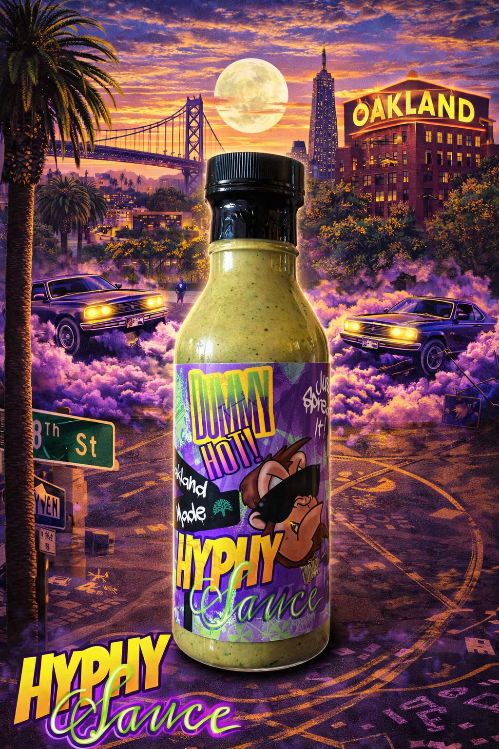 Dummy Hot Hyphy, Oakland made Premium spread Sauce, A Creamy tangy taste in its own unique way