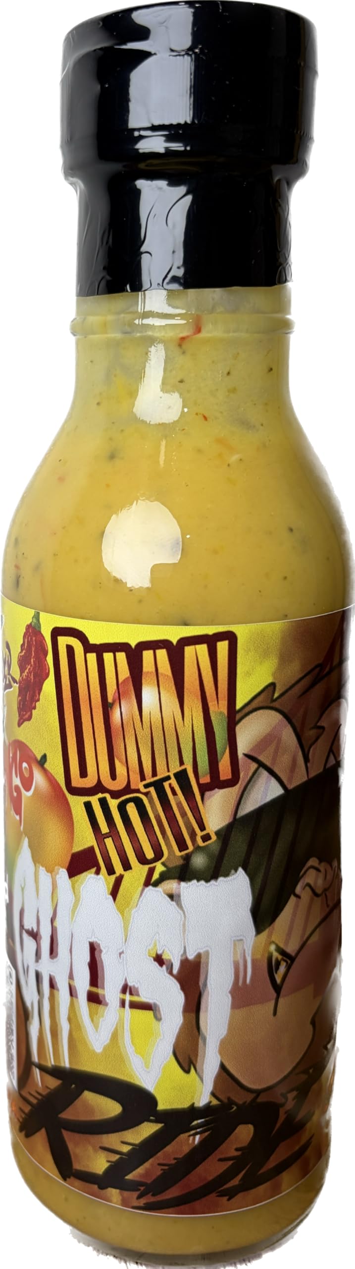 Dummy Hot Ghost Pepper Mango twist! Our New And fan favorite, rich in flavor! First its sweet then its fire!