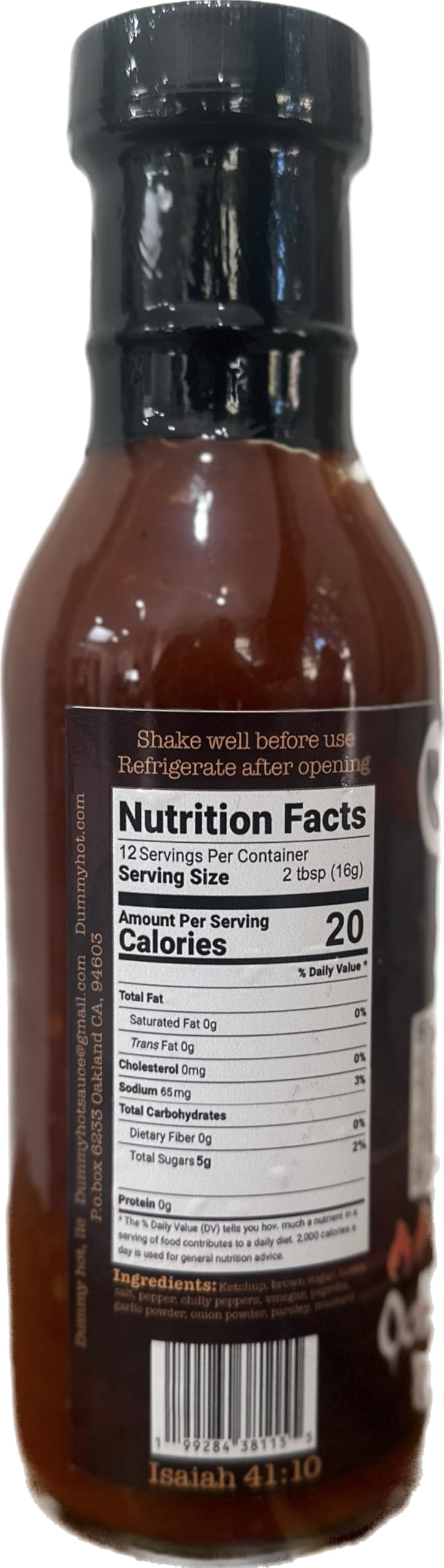 Dummy Hot BBQ Town Sauce, Sweet mild flavor, whether you use it as a dip or to smother ribs, it will have you licking your fingers!